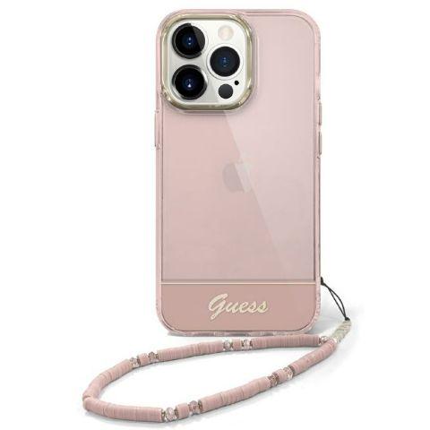 GUESS Double Layer Protective Case iPhone 14 Standard 6.1 - Pink w/strap