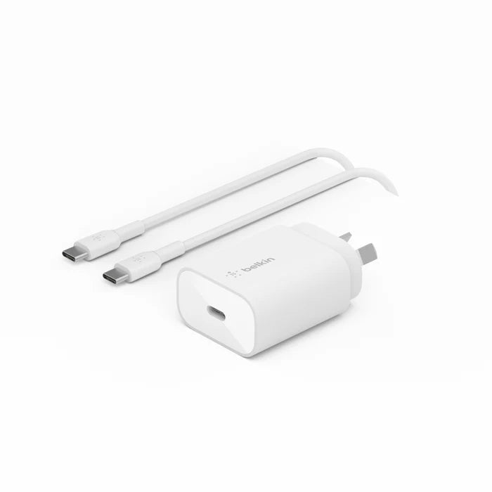 Belkin 25W USB-C Wall Charger w/ PPS USB-C-USB-C Cable - White