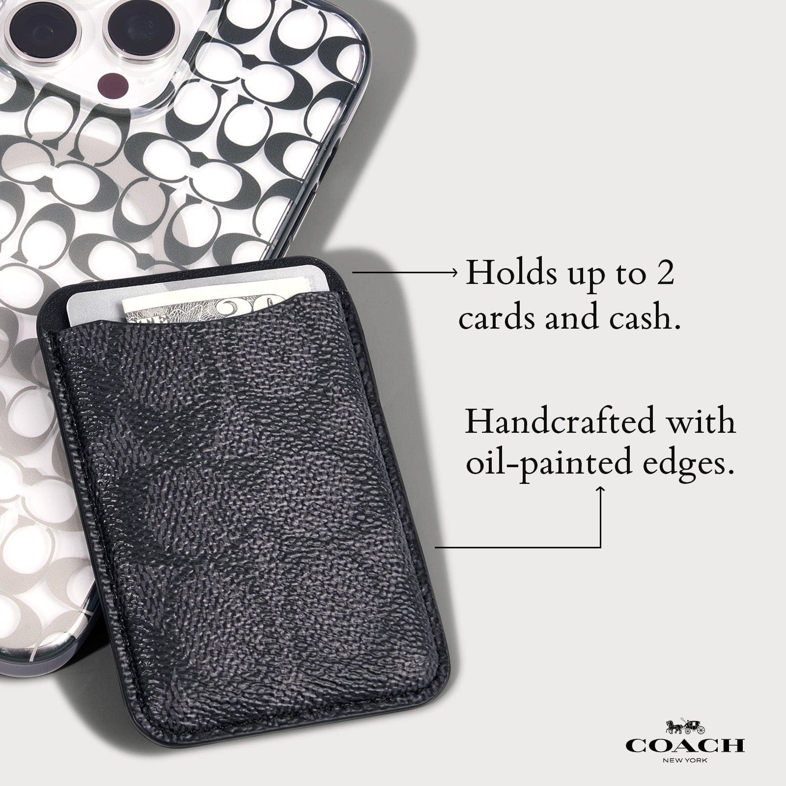 Coach MagSafe Card Holder Signature Charcoal