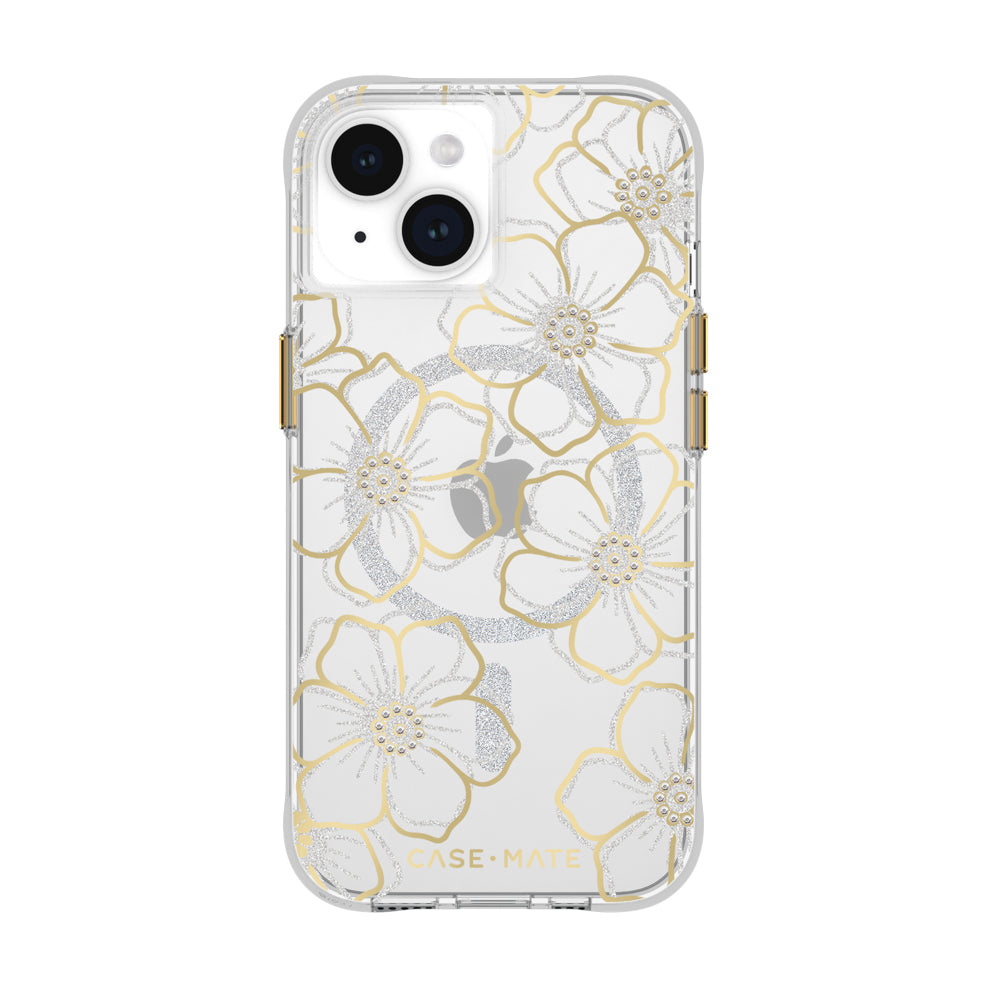 Case-Mate Floral Gems MagSafe Case For iPhone 15 - Gold