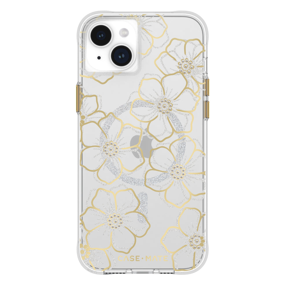 Case-Mate Floral Gems MagSafe Case For iPhone 15 Plus - Gold