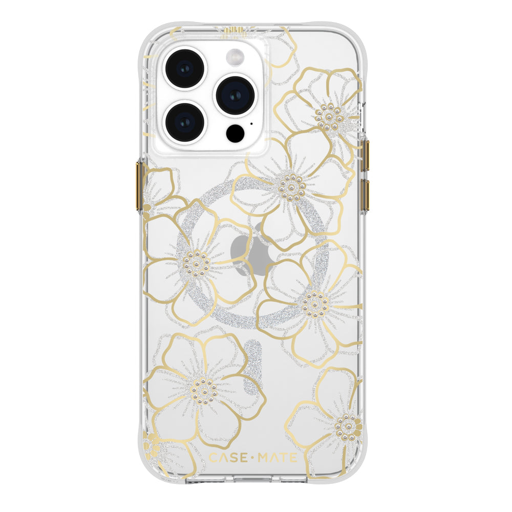 Case-Mate Floral Gems MagSafe Case For iPhone 15 Pro Max - Gold