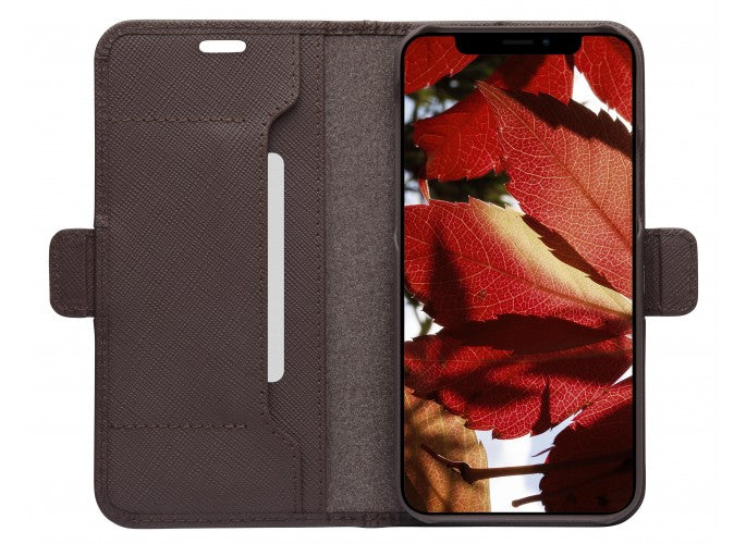 Dbramante1928 Milano Saffiano Leather Folio Case iPhone 12 / 12 Pro - Dark Chocolate