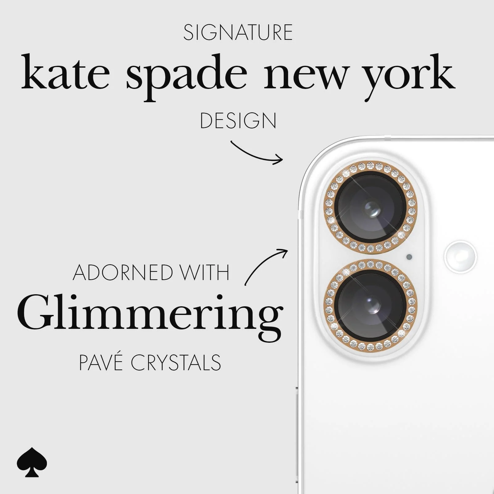 Kate Spade Aluminum Ring Lens Protector iPhone 16 & 16 Plus - Set in Stone