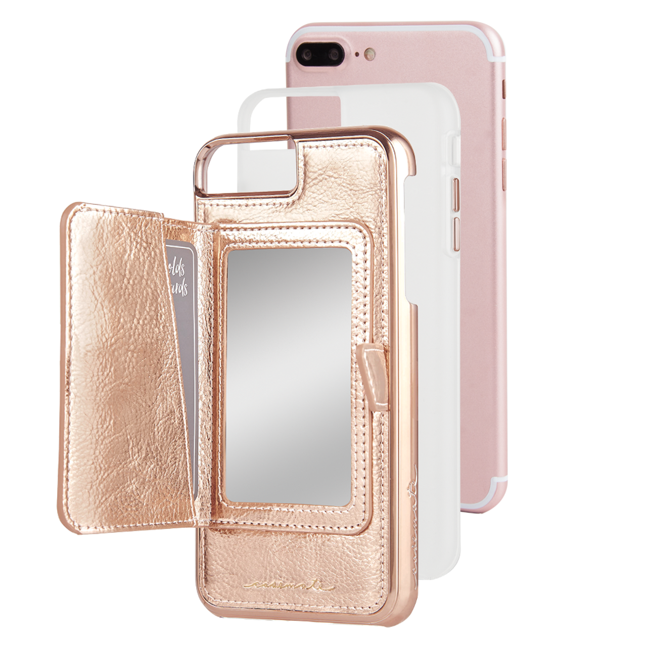 CaseMate Compact Mirror Case for iPhone 8+ / 7+ / 6+ - Rose Gold