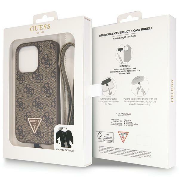 GUESS Diamond Cross body Bundle Case & Strap iPhone 15 Pro Max 6.7 - Brown