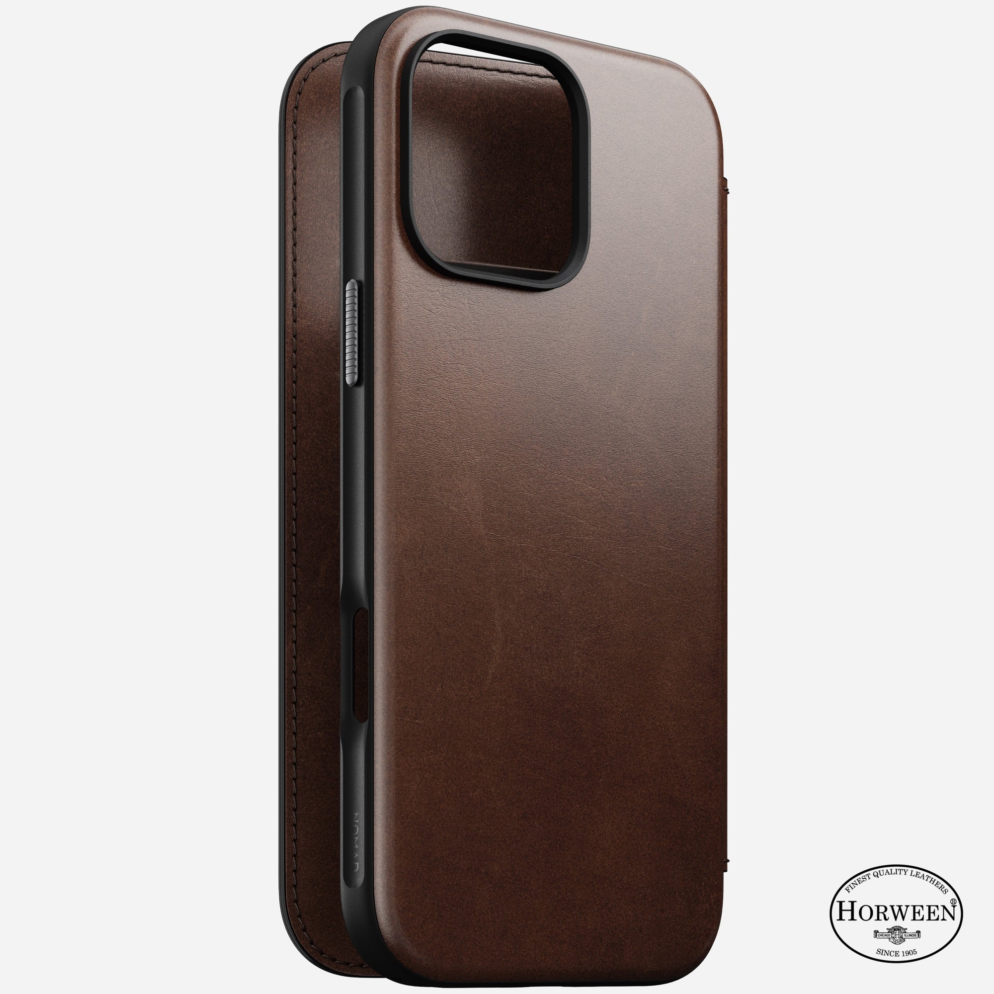 Nomad Horween Premium Leather Folio Case iPhone 16 Pro 6.3 - Brown