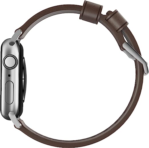 Nomad Horween Leather Modern Strap for Apple Watch 41mm / 40mm - Rustic Brown & Silver