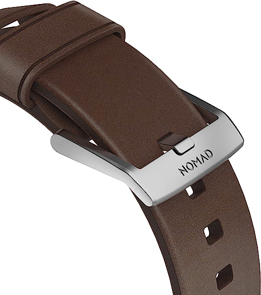 Nomad Horween Leather Modern Strap for Apple Watch 41mm / 40mm - Rustic Brown & Silver