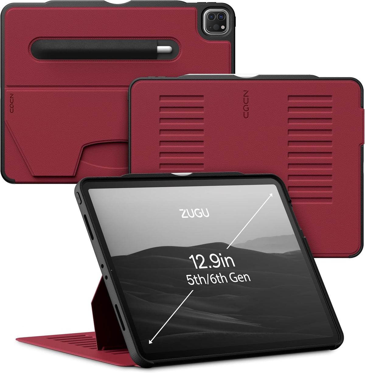 Zugu Magnetic Rugged Folio Case iPad Pro 12.9 in 6th &amp; 5th Gen - Scarlet Red