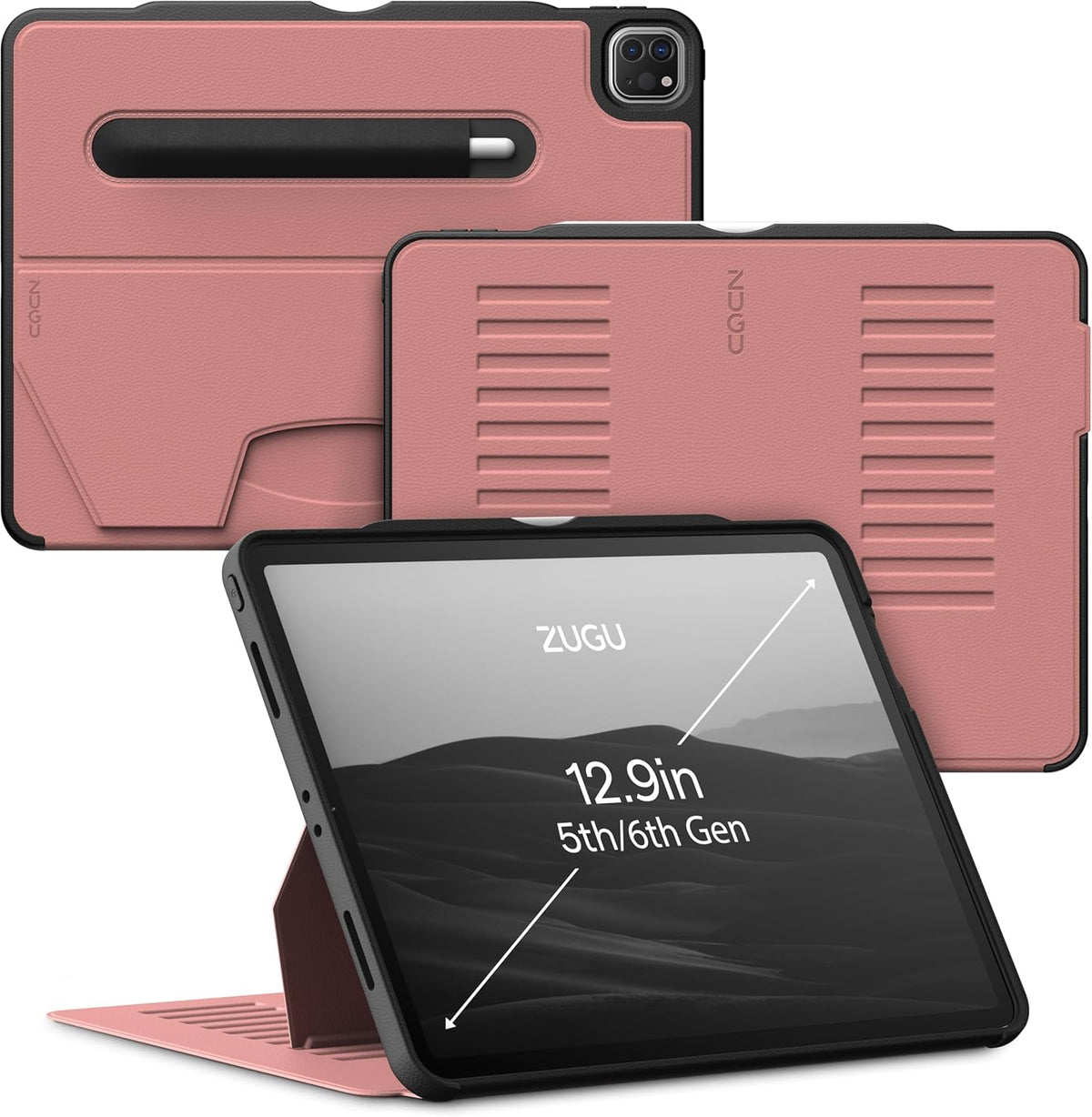 Zugu Magnetic Rugged Folio Case iPad Pro 12.9 in 6th &amp; 5th Gen - Dessert Rose