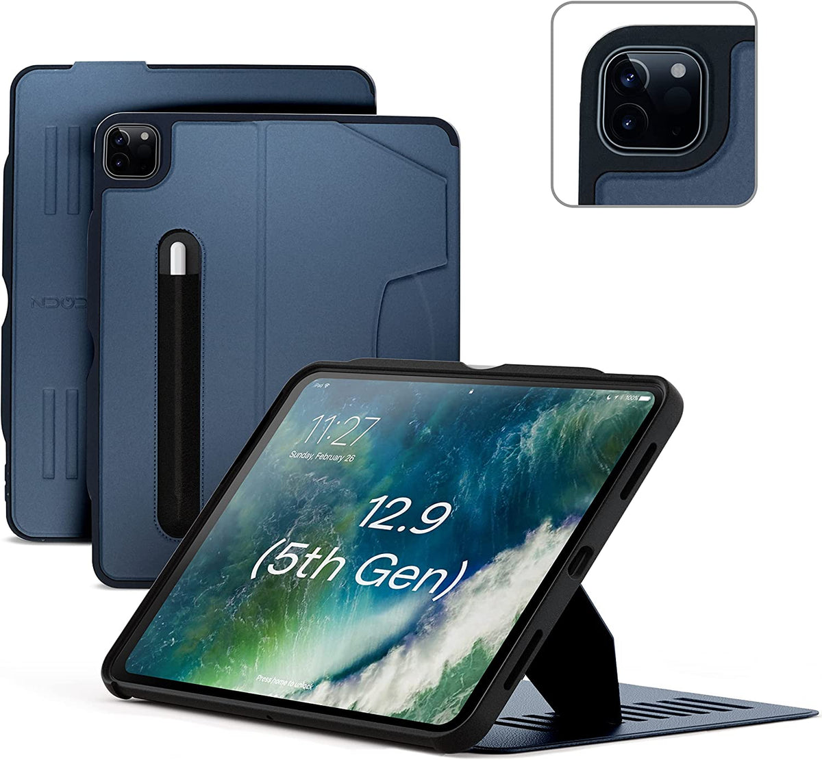 Zugu Magnetic Rugged Folio Case iPad Pro 12.9 in 6th &amp; 5th Gen - Slate Blue