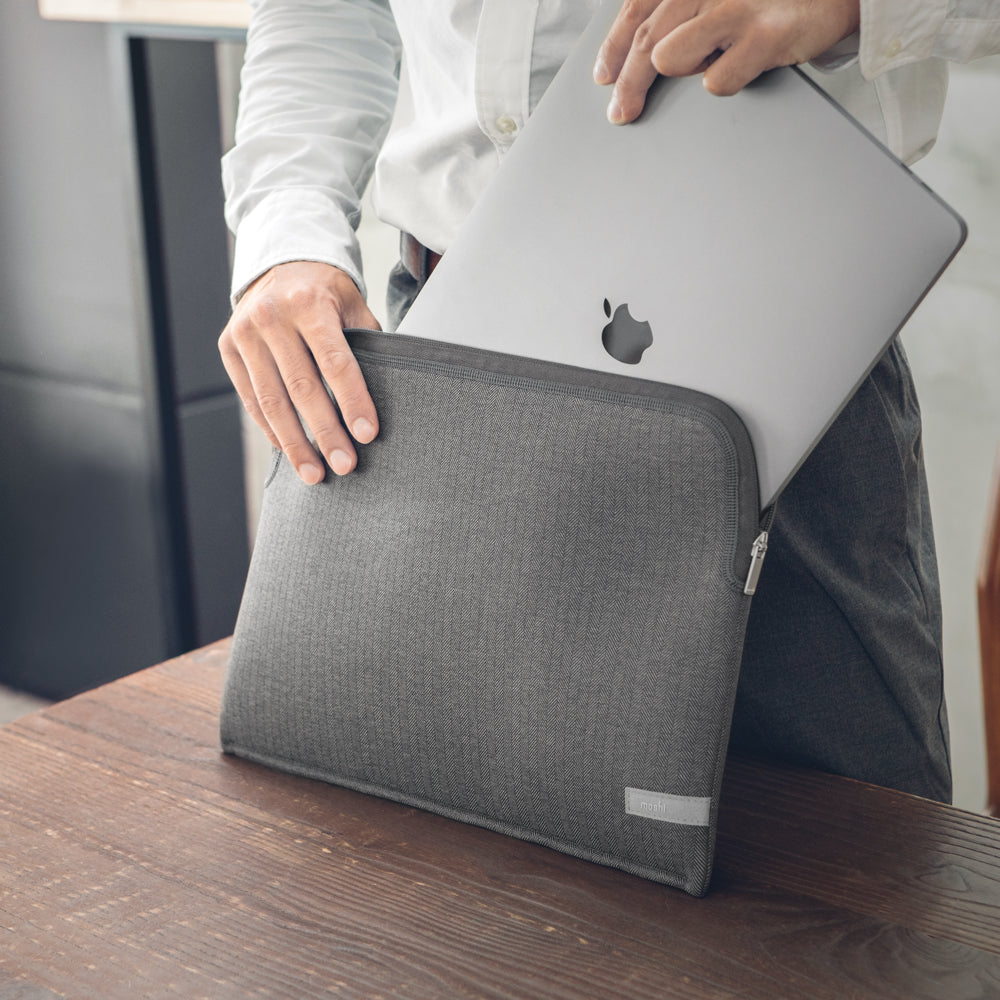 Moshi Pluma Laptop Sleeve For 15"/16" MacBook Pro - Herringbone Gray - Mac Addict