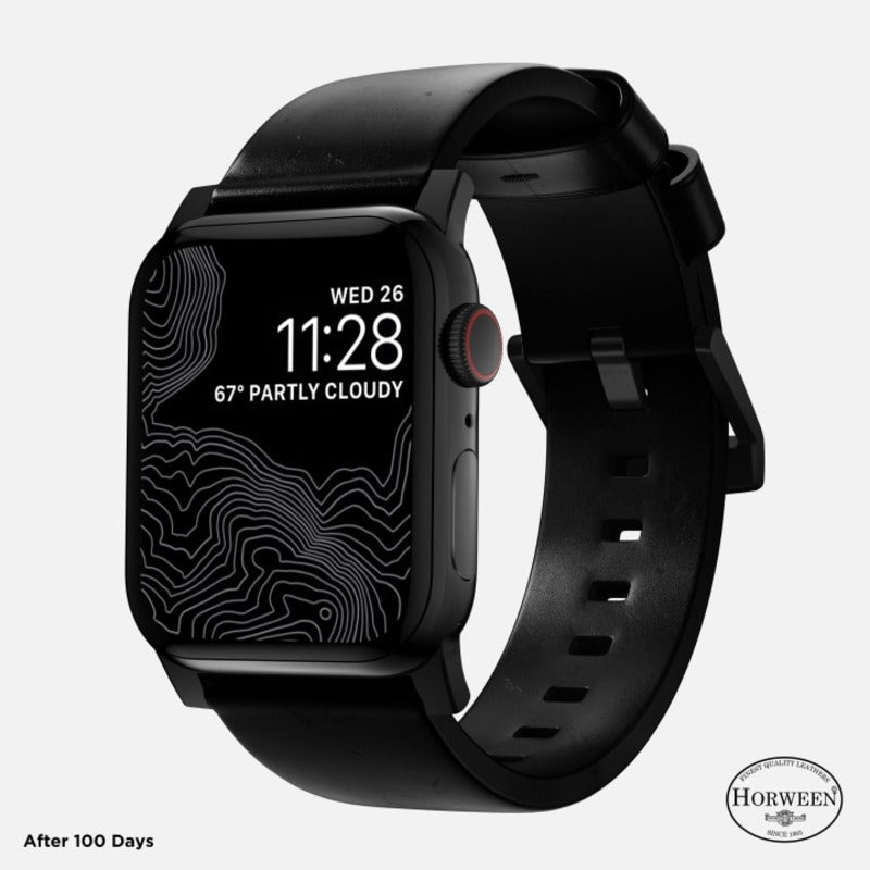 Nomad Modern Band 45mm Black Hardware w/ Horween Leather for Apple Watch - Black