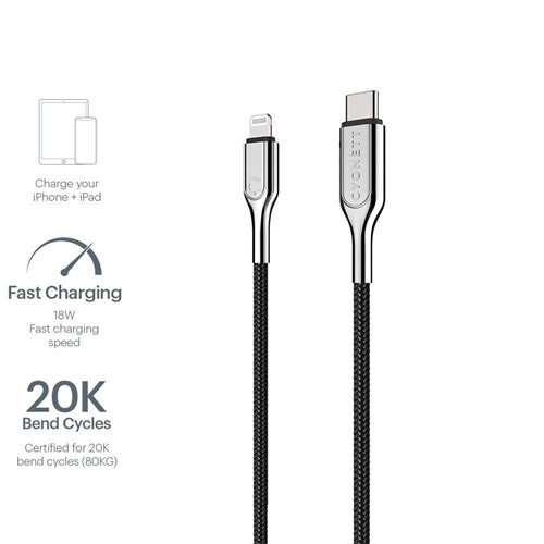 Cygnett Armoured Aramid Fibre 1M Lightning to USB-C Cable 1