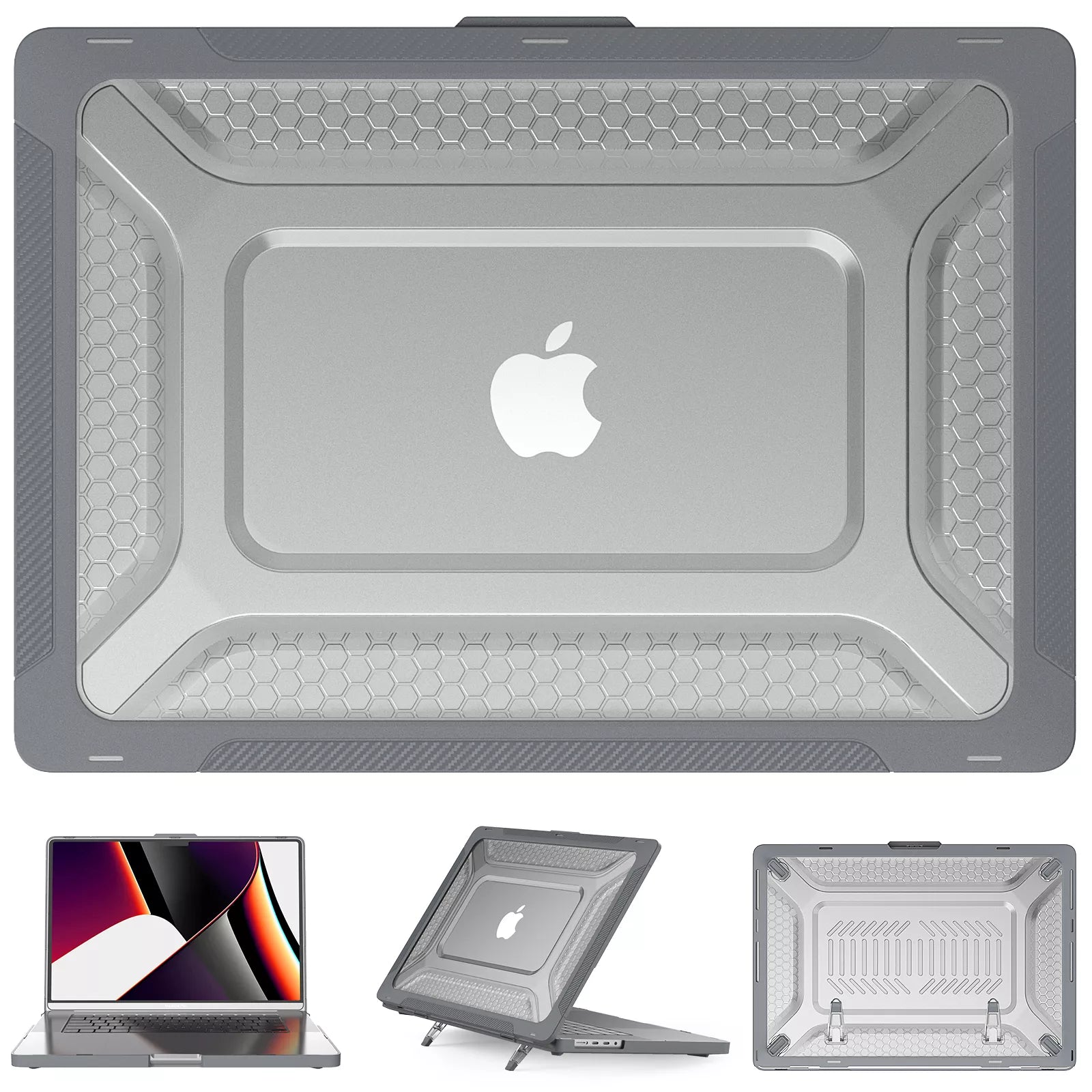 Rugged Protective & Heavy Duty Case Macbook Air 13.6 2022 M2 - Clear Grey