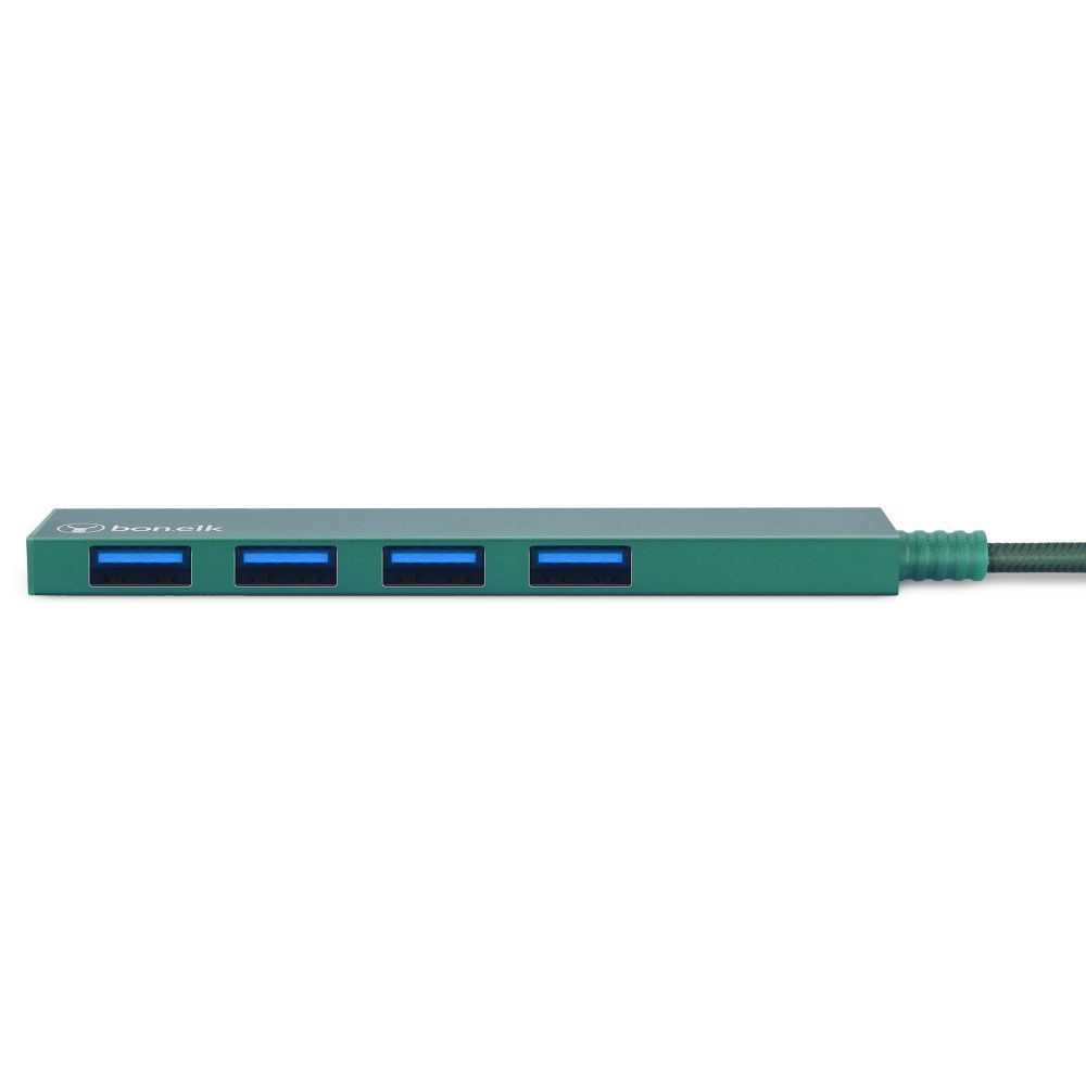 Bonelk Long-Life USB-A to 4 Port USB 3.0 Slim Hub Green