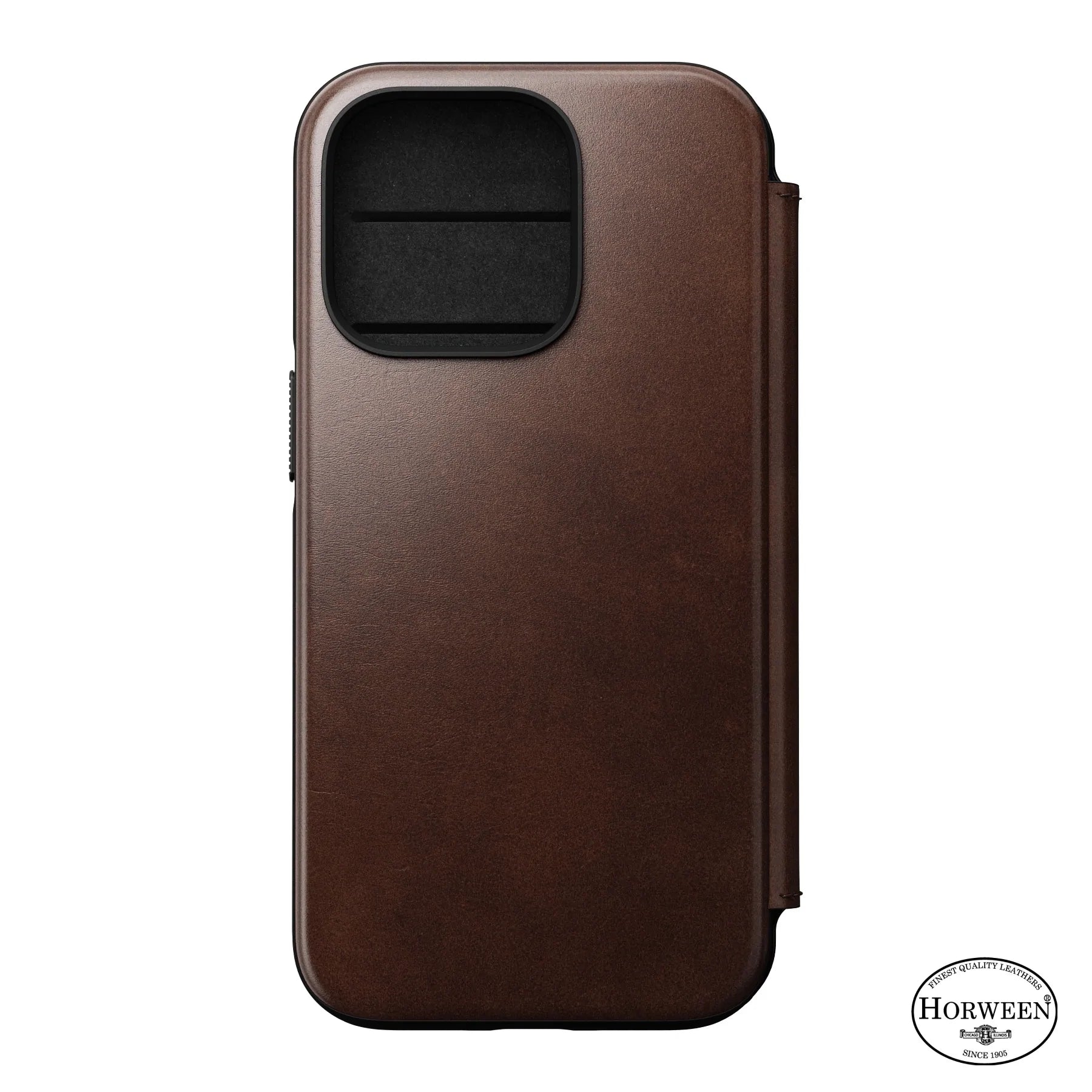 Nomad Modern Horween Leather Folio Case iPhone 15 Pro Max - Brown