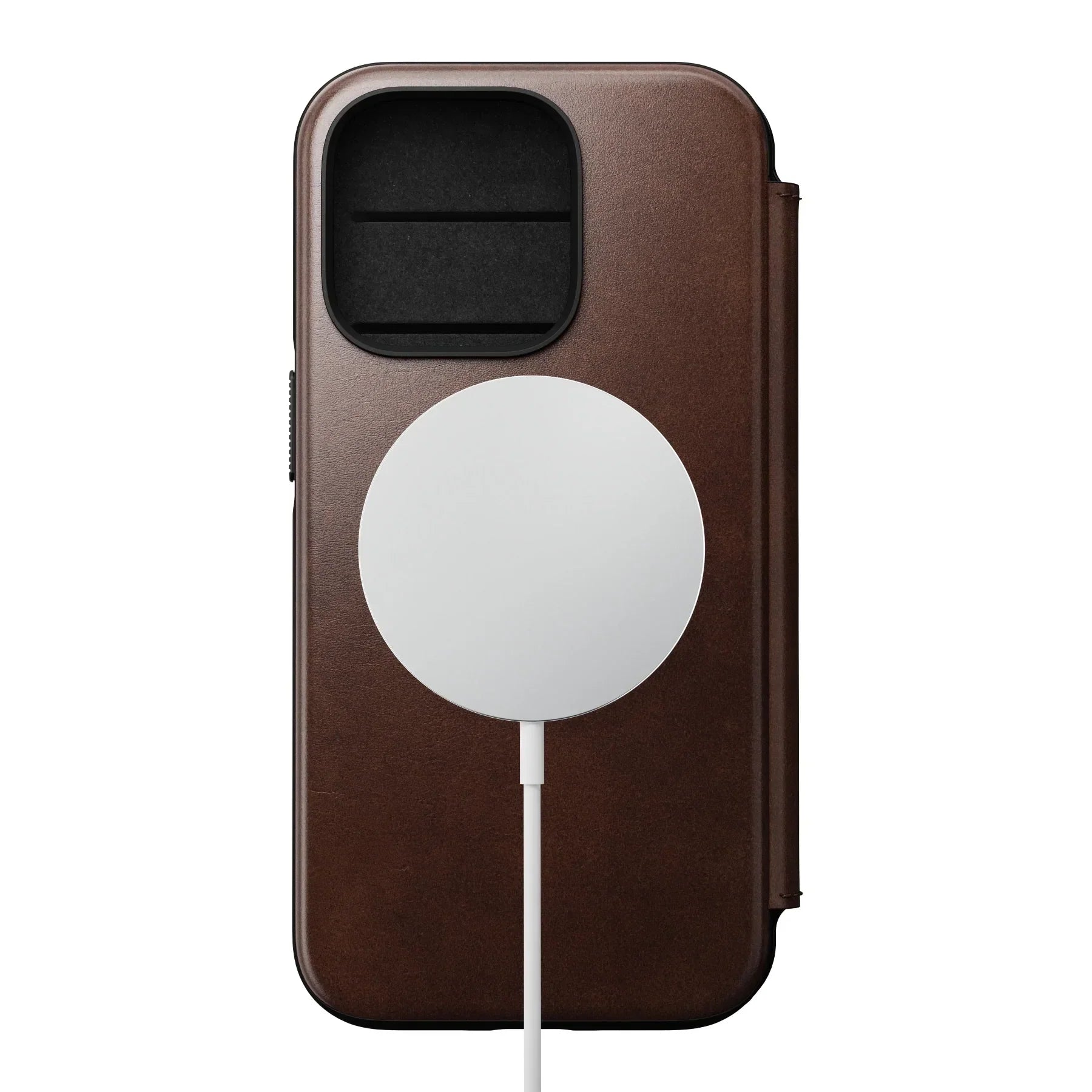 Nomad Modern Horween Leather Folio Case iPhone 15 Pro Max - Brown