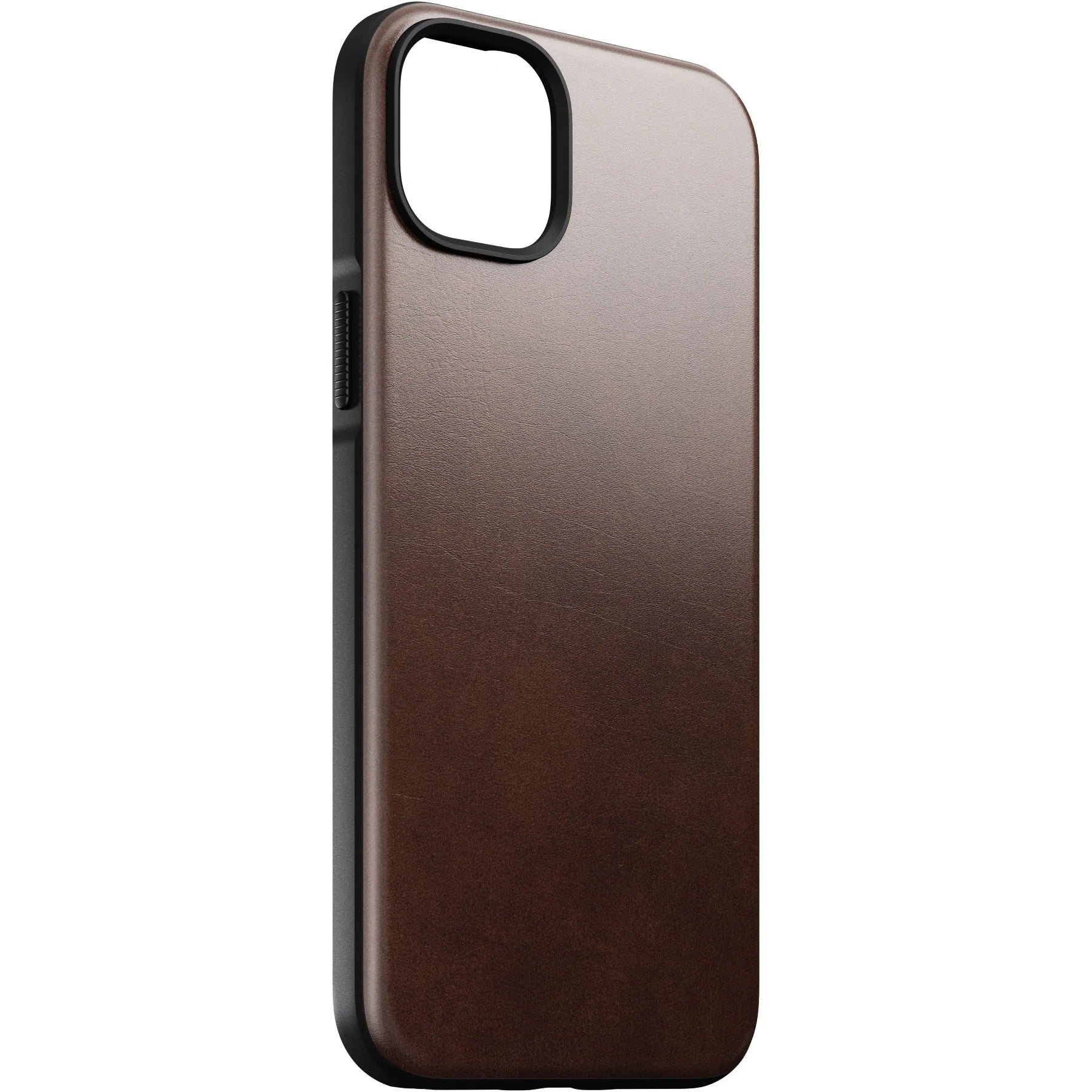Side view of case. Black side with brown leather for the back