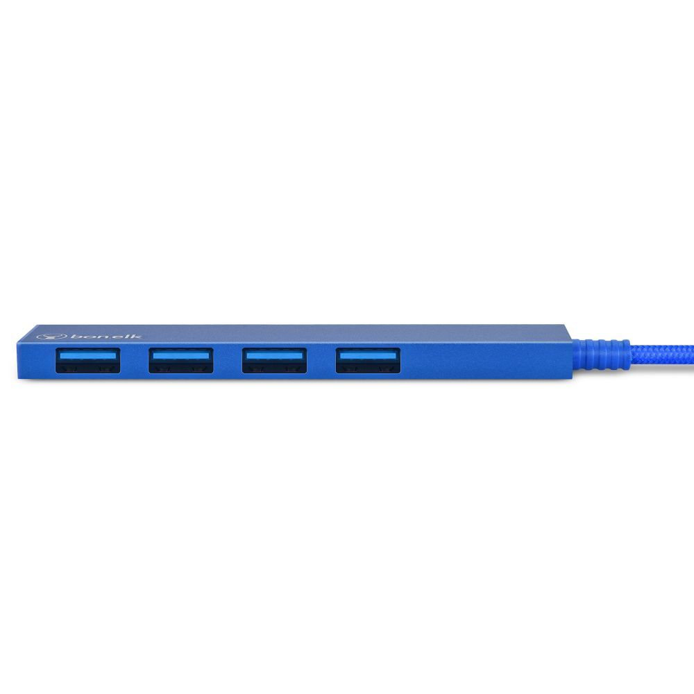 Bonelk Long-Life USB-A to 4 Port USB 3.0 Slim Hub Blue