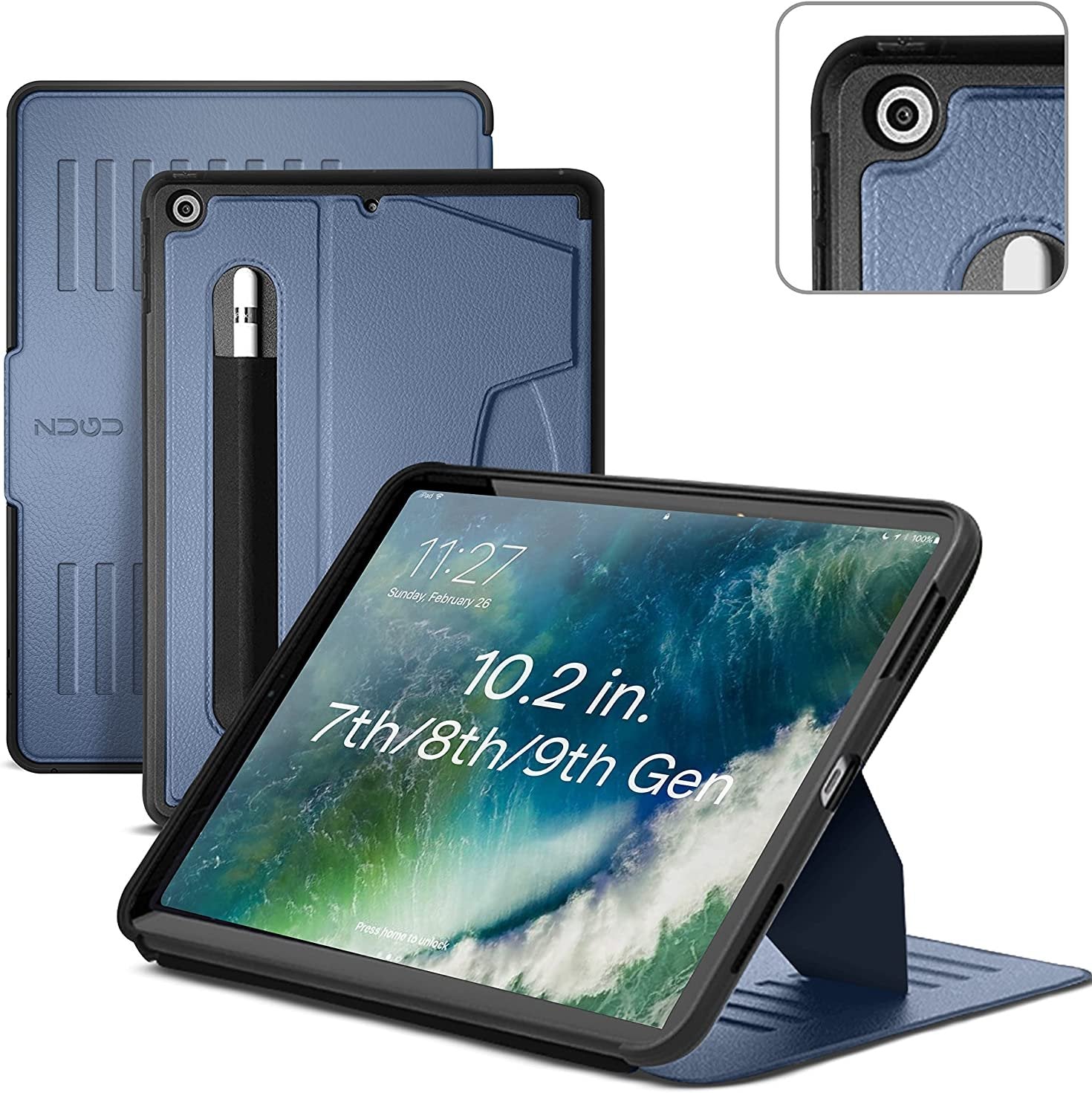 Zugu iPad Folio Case Magnetic Stand iPad 7th / 8th / 9th Gen 10.2 inch - Slate Blue