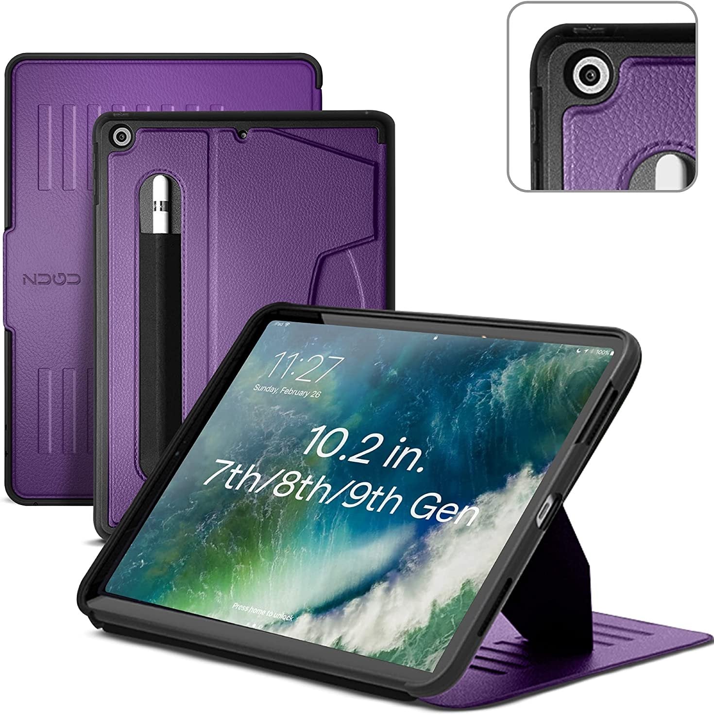 Zugu iPad Folio Case Magnetic Stand iPad 7th / 8th / 9th Gen 10.2 inch - Purple